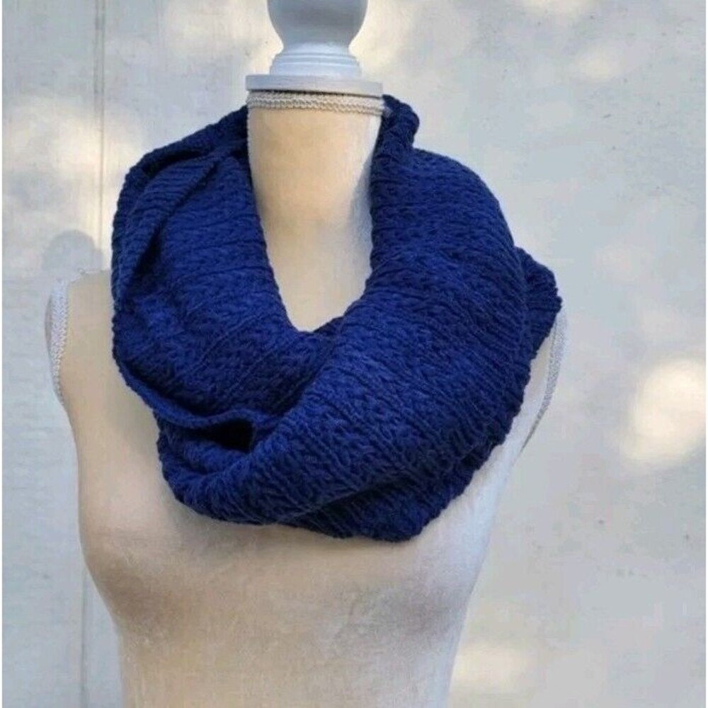 Blue Infinity knit scarf